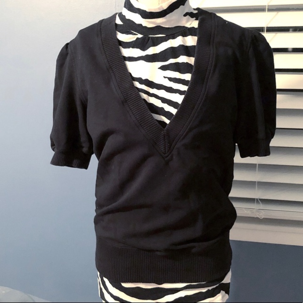 V-Neck Short Sleeve Sweatshirt/Sweater